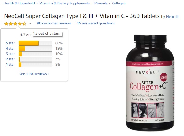 Neocell Super Collagen + C reviews tốt trên Amazon
