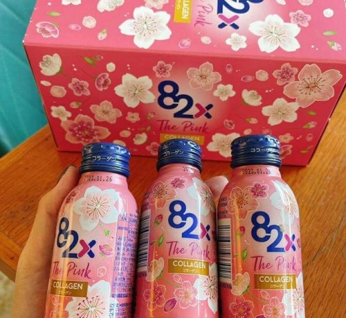 Nước uống Collagen 82X The Pink Nhật Bản hộp 10 chai x 100ml