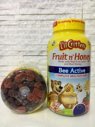 Kẹo dẻo lil critters fruit n honey bee active của Mỹ lọ 190 viên