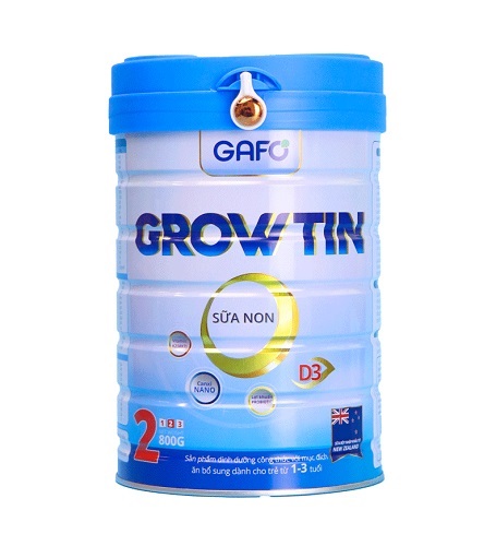 Sữa non Gafo Growtin 2: Cho trẻ từ 1-3 tuổi, lon 800g
