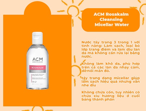 ưu điểm nổi bật của nước tẩy trang acm rosakalm cleansing micellar water