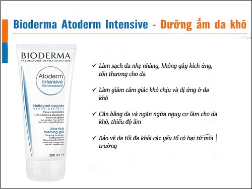tác dụng của gel rửa mặt bioderma atoderm intensive gel moussant 200ml