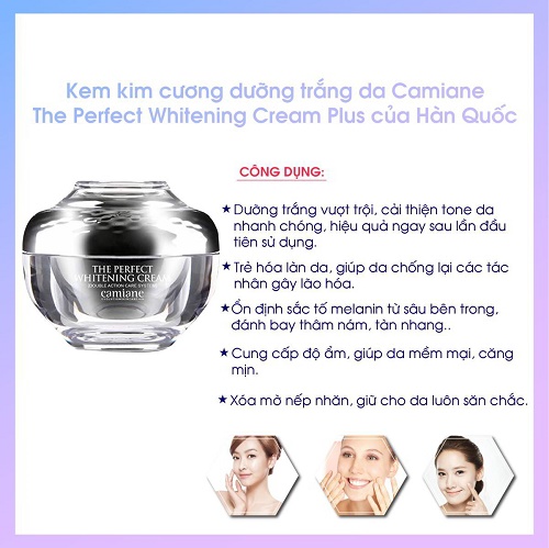 những công dụng của camiane the perfect whitening cream