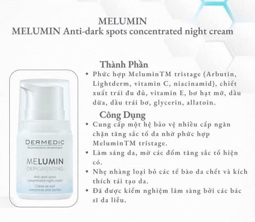 những công dụng của Dermedic MELUMIN Anti-Dark Spots Concentrated Night Cream