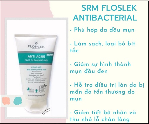 những công dụng chính của floslek anti acne bacterial face cleansing gel