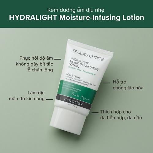  những công dụng chính của paula's choice hydralight moisture infusing lotion