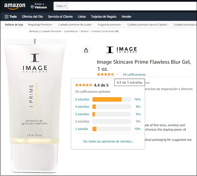 image skincare i prime flawless blur gel nhận được phản hồi tích cực trên amazon