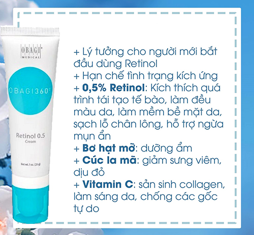obagi360 retinol 0.5 cream chứa những thành phần dưỡng chất an toàn với làn da