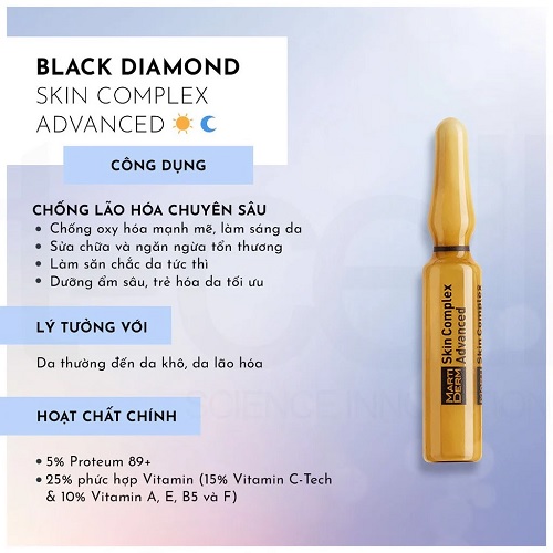 Thành phần và công dụng của Martiderm Black Diamond Skin Complex Ampoule