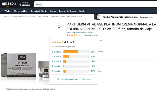 MartiDerm Platinum GF Vital Age Cream Normal/Mixed Skin được đánh giá 4.1/5 sao