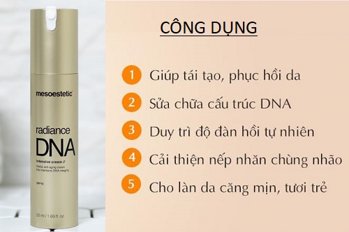 Những công dụng của  Mesoestetic Radiance DNA Intensive Cream