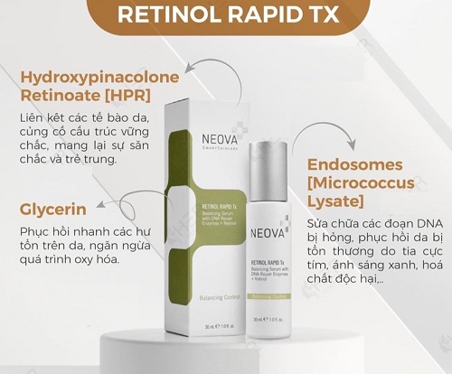 bảng thành phần dưỡng chất của neova retinol rapid tx