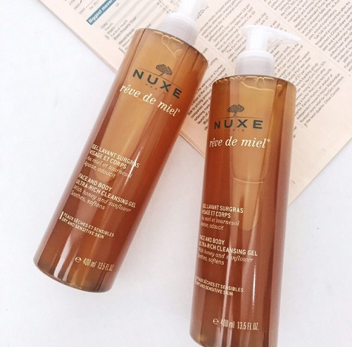 nuxe reve de miel face and body ultra-rich cleansing gel làm sạch cho da thoáng mịn