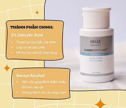 obagi clenziderm md pore therapy chứa thành phần lành tính an toàn cho da
