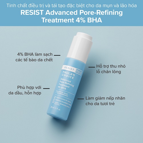 những công dụng của Paula’s Choice Resist Advanced Pore – Refining Treatment 4% BHA