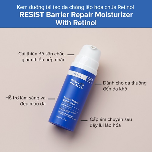 ưu điểm nổi bật của paula’s choice resist barrier repair moisturizer with retinol
