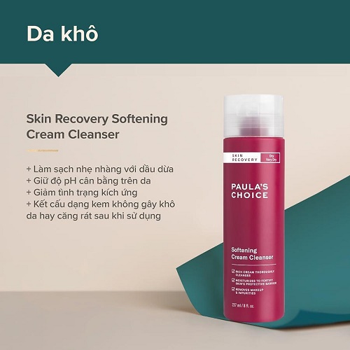 công dụng của paula's choice skin recovery softening cream cleanser