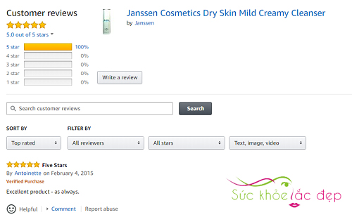 Review Mild Creamy Cleanser trên Amazon
