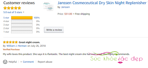 Review Night Replenisher Janssen trên Amazon