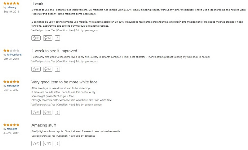 Transino Whitening 240 viên review từ khách hàng Ebay