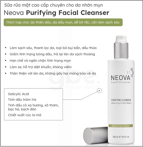 thành phần và công dụng của neova purifying cleanser balancing control wash