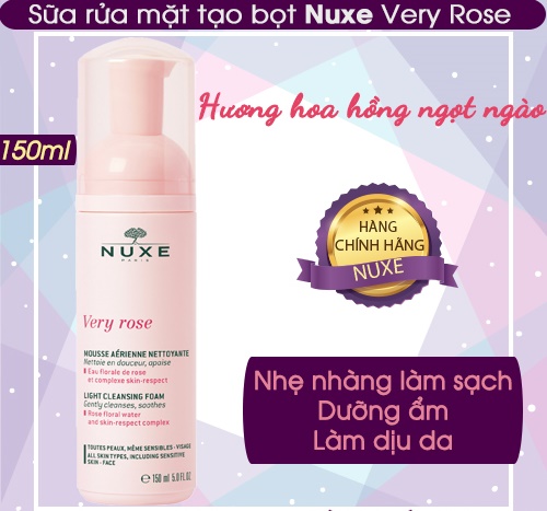 công dụng chính của sữa rửa mặt nuxe very rose light cleansing foam