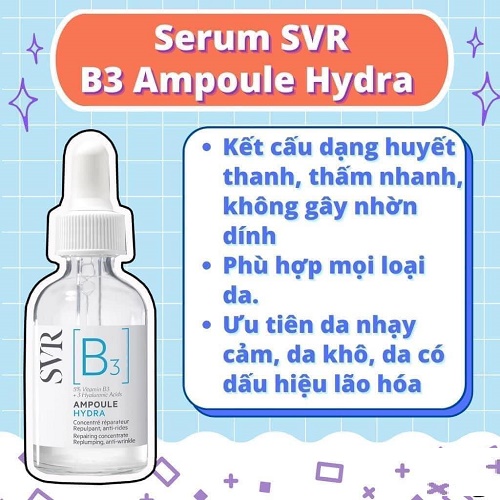 những ưu điểm nổi bật của tinh chất svr b3 amouple hydra
