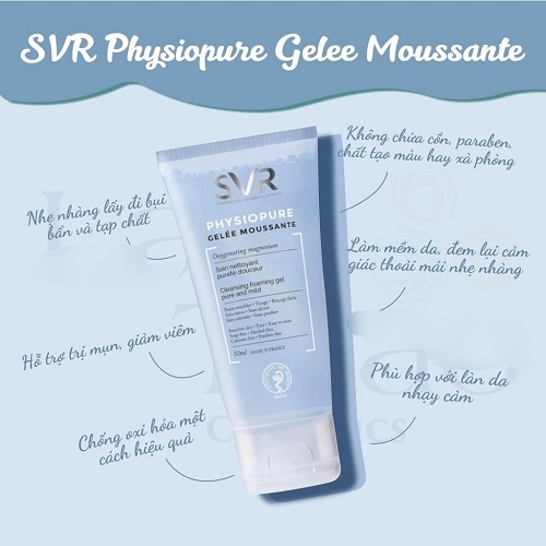 công dụng và ưu điểm nổi bật của sữa rửa mặt svr physiopure gelée moussante