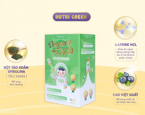 thành phần của thạch ăn ngon organa kids nutri green