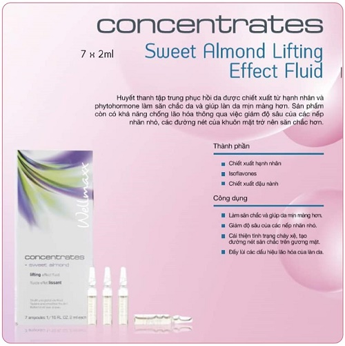 thành phần và công dụng của wellmaxx concentrates + sweet almond lifting effect fluid