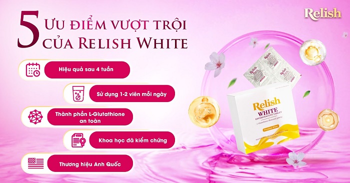Relish White – Viên sủi trắng da thải độc từ L-Glutathione 500mg