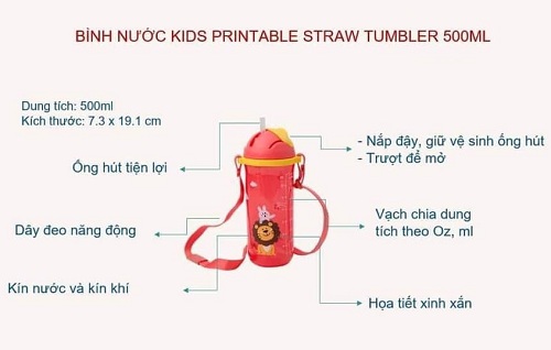 ưu điểm của bình nước cho bé kids printable straw tumbler