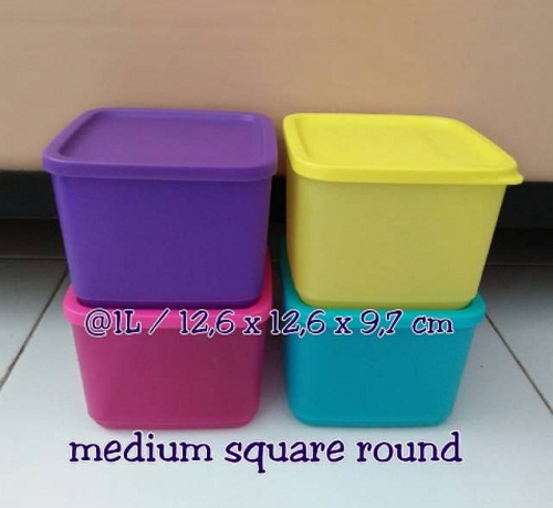 medium square round tupperware dung tích 1 lít
