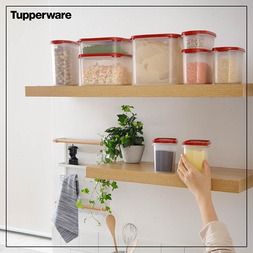 modular mate super kitchen tupperware có thể xếp chồng gọn gàng trên kệ bếp