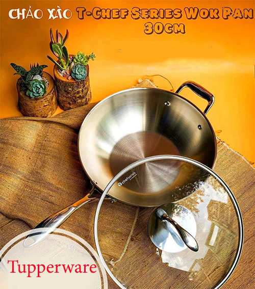 t chef series wok pan tupperware - chảo xào thông minh được các chị em tin dùng