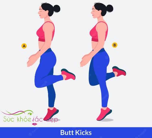 Bài tập Butt Kicks ( Gót chạm mông)