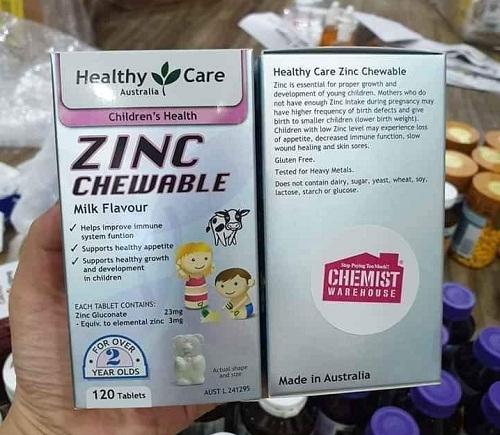 bổ sung kẽm zinc chewable milk flavour
