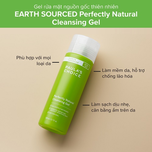 earth sourced perfectly natural cleansing gel giúp làm sạch sâu, dưỡng da khỏe đẹp