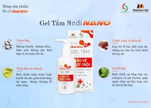 gel tắm medinano có chứa các thành phần an toàn cho làn da