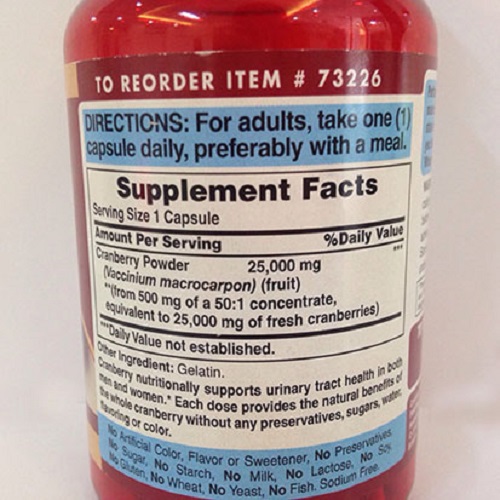 Cranberry 25000 mg chống oxy hóa ngăn cản gốc tự do và tăng cường miễn dịch