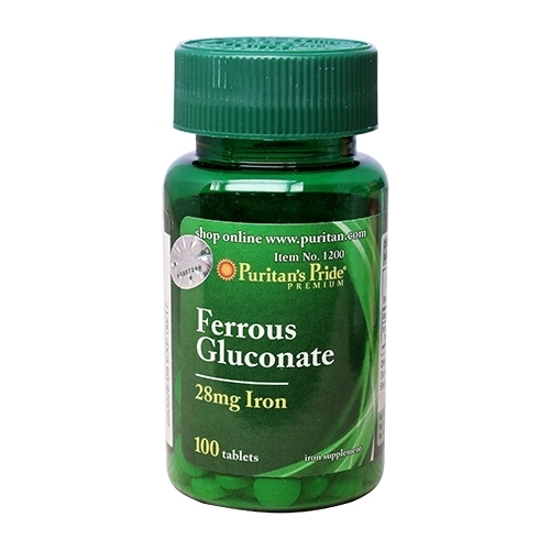 ferrous gluconate 28 mg puritan's pride lọ 100 viên