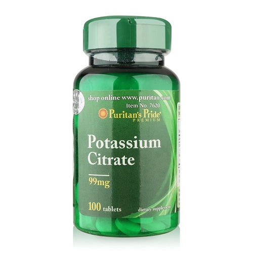 potassium citrate puritan's pride bổ sung kali lọ 100 viên