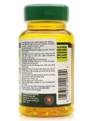 Garlic oil 1000 mg giảm colesteron xấu trong máu và cải thiện hệ miễn dịch