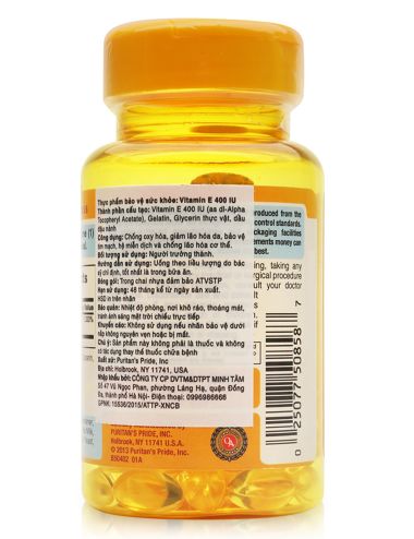 Vitamin e 400 iu puritan's pride cung cấp độ ẩm và ngăn ngừa dấu hiệu lão hóa da