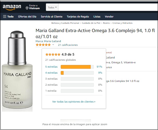maria galland 94 extra active omega 3.6 complex được đánh giá 5 sao trên amazon