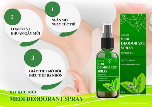 medi deodorant spray giúp đánh bay mùi hôi khó chịu trên cơ thể