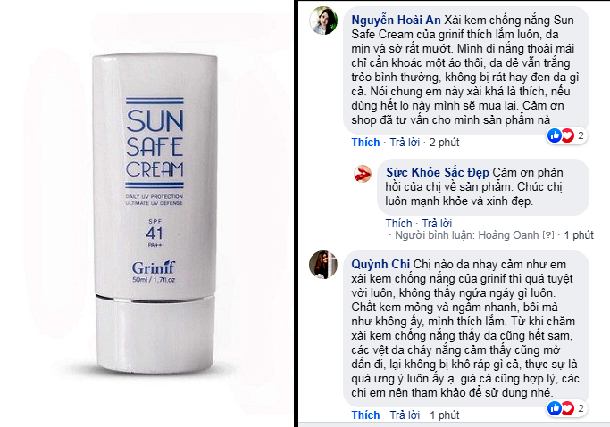 chia sẻ của khách hàng về kem chống nắng sun safe cream