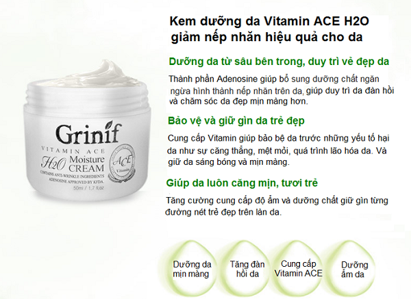 kem dưỡng ẩm tái tạo da vitamin ace h2o cream grinif 1