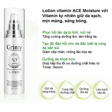 sữa dưỡng ẩm trắng da grinif vitamin ace moisture lotion 1