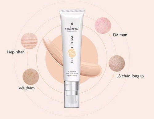  sakura cc cream flawless control base che phủ khuyết điểm trên da